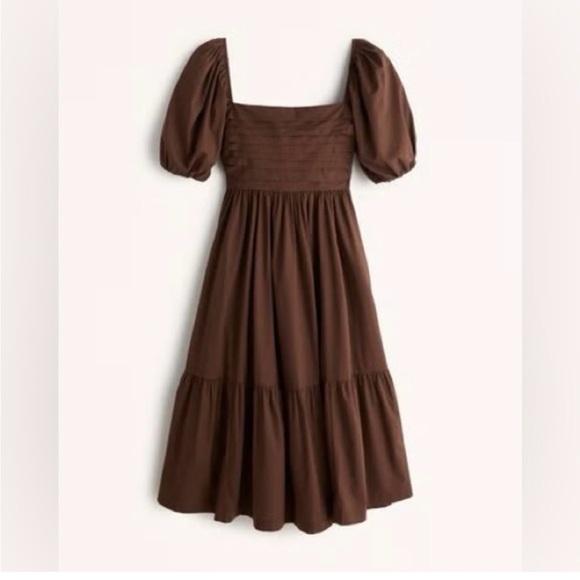 Abercrombie & Fitch Brown Puff Sleeve Dress Size Small - Picture 1 of 3